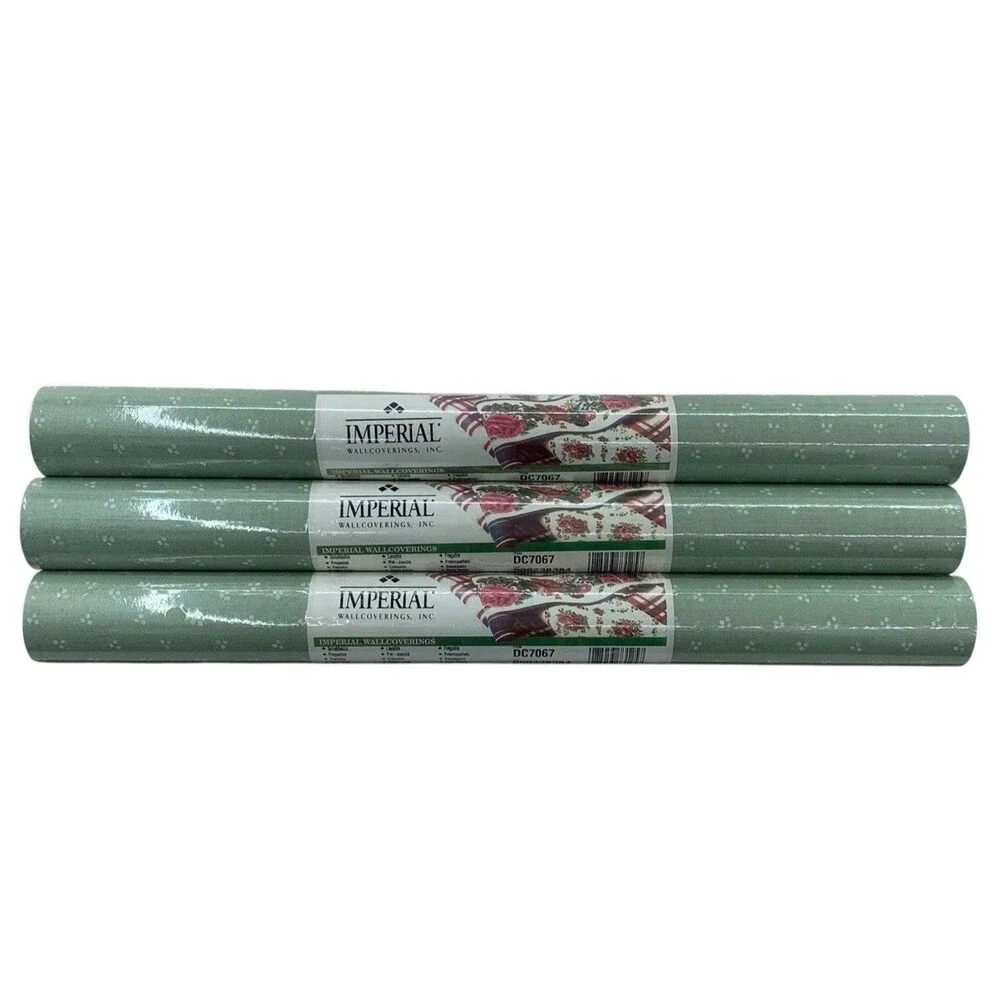 3 Count Imperial Wallcoverings Wallpaper Vintage Green, White Dots